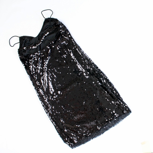 Black Sequin Cami Mini Dress Bodycon - Picture 8 of 8